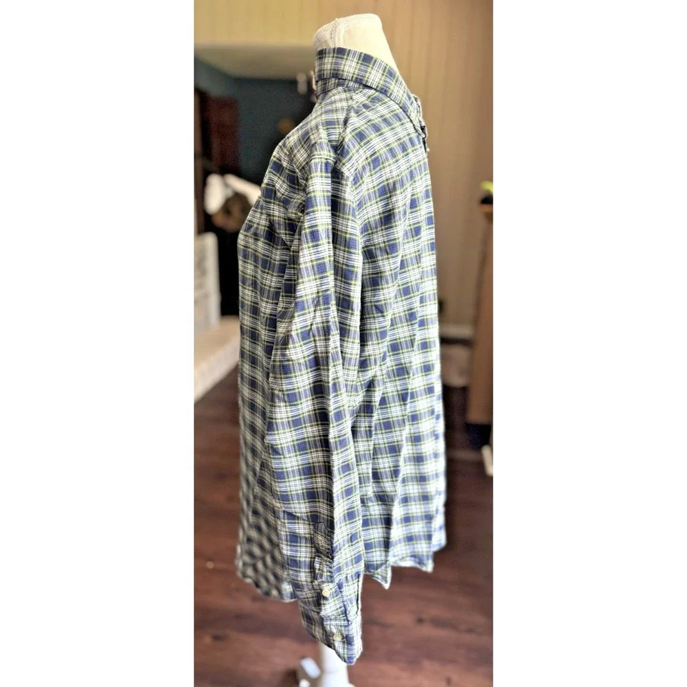 Ralph Lauren Shirt Men L Blue Plaid Long Sleeve Flesh‎ Pony Preppy Classic Fit